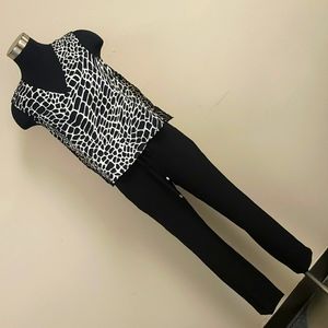 DKNY V-Neck Animal Print Jumpsuit - Size 00